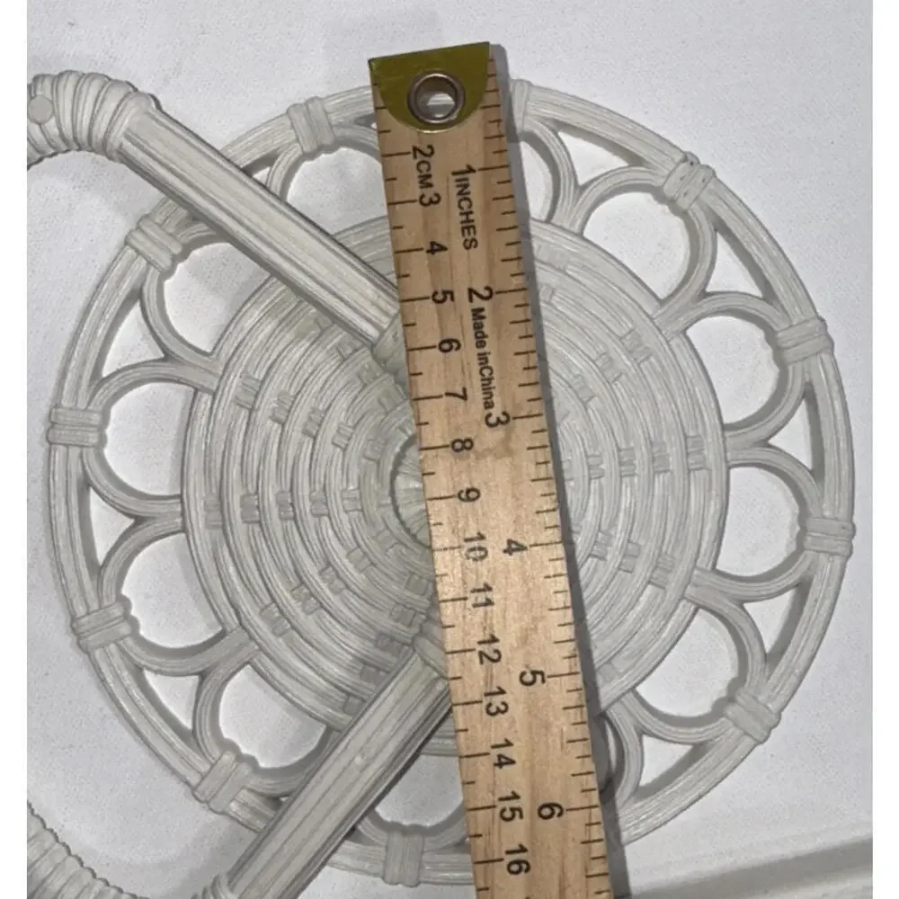 Vtg 1985 Homco White Faux Wicker Rattan Wall Hanging Towel Holder Bath MCM Retro
